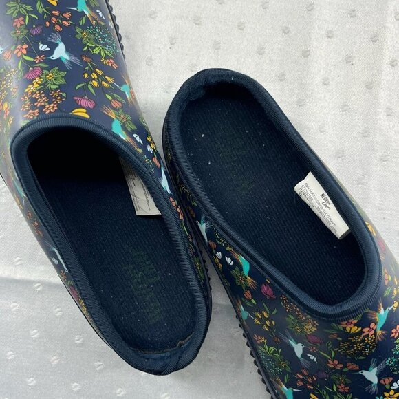 Western Chief Clog Shoes Women 10 Navy Blue Hummingbirds Waterproof Flat Slip On - Picture 7 of 10